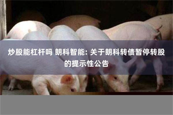 炒股能杠杆吗 朗科智能: 关于朗科转债暂停转股的提示性公告