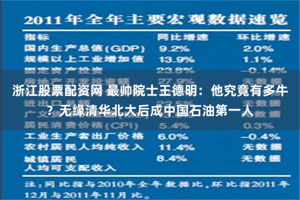 浙江股票配资网 最帅院士王德明：他究竟有多牛？无缘清华北大后成中国石油第一人