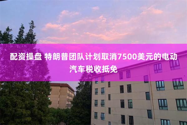 配资操盘 特朗普团队计划取消7500美元的电动汽车税收抵免