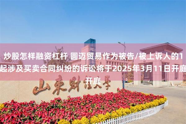 炒股怎样融资杠杆 圆迈贸易作为被告/被上诉人的1起涉及买卖合同纠纷的诉讼将于2025年3月11日开庭