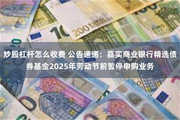炒股杠杆怎么收费 公告速递：嘉实商业银行精选债券基金2025年劳动节前暂停申购业务