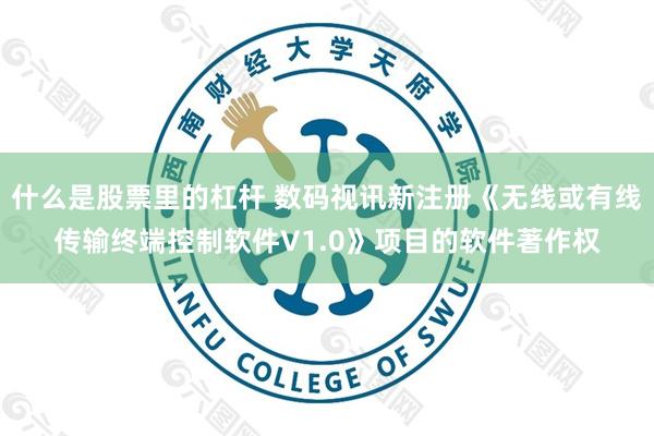 什么是股票里的杠杆 数码视讯新注册《无线或有线传输终端控制软件V1.0》项目的软件著作权